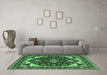 Machine Washable Oriental Emerald Green Industrial Area Rugs in a Living Room,, wshurb558emgrn