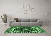 Machine Washable Oriental Emerald Green Industrial Rug, wshurb558emgrn