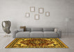 Machine Washable Oriental Yellow Industrial Rug in a Living Room, wshurb558yw