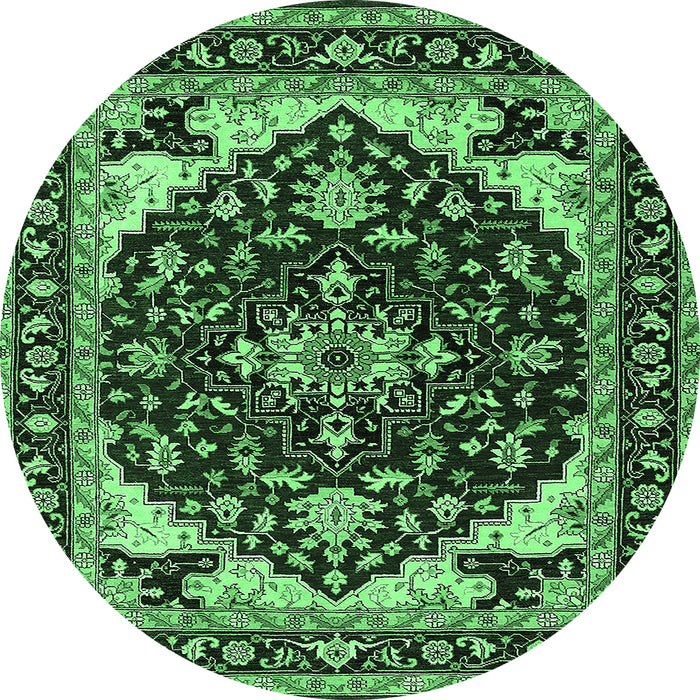 Round Oriental Emerald Green Industrial Rug, urb558emgrn