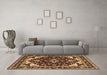 Machine Washable Oriental Brown Industrial Rug in a Living Room,, wshurb558brn