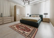 Mid-Century Modern Red Oriental Rug in a Bedroom, urb558