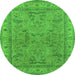 Round Oriental Green Industrial Rug, urb559grn