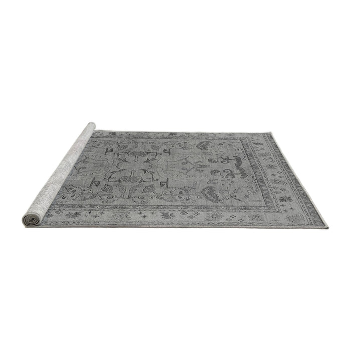 Sideview of Machine Washable Oriental Gray Industrial Rug, wshurb559gry