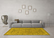 Machine Washable Oriental Yellow Industrial Rug in a Living Room, wshurb559yw