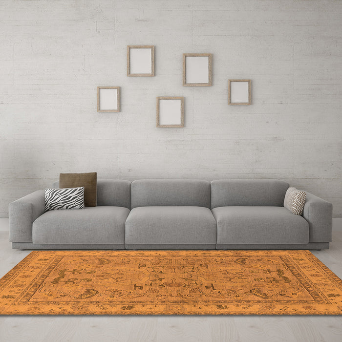 Machine Washable Oriental Orange Industrial Area Rugs in a Living Room, wshurb559org