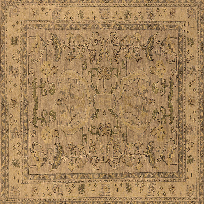 Square Machine Washable Oriental Brown Industrial Rug, wshurb559brn