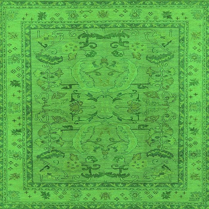 Square Machine Washable Oriental Green Industrial Area Rugs, wshurb559grn