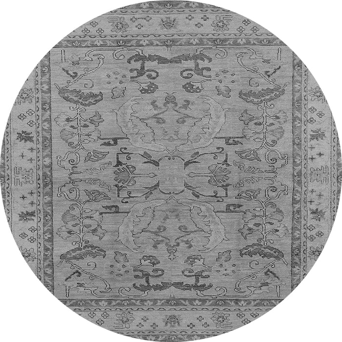Round Machine Washable Oriental Gray Industrial Rug, wshurb559gry