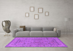 Machine Washable Oriental Purple Industrial Area Rugs in a Living Room, wshurb559pur