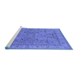 Sideview of Machine Washable Oriental Blue Industrial Rug, wshurb559blu