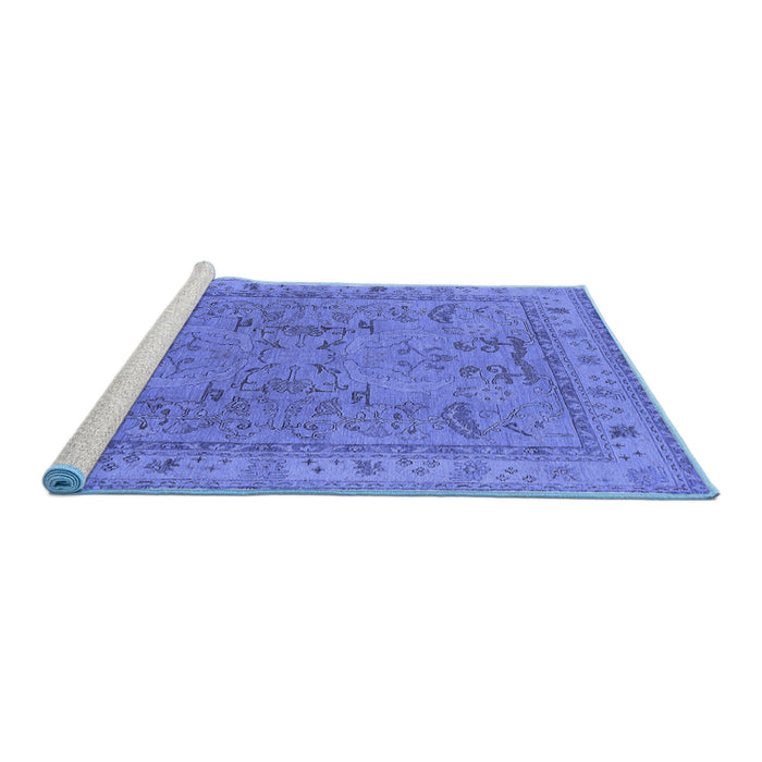 Sideview of Machine Washable Oriental Blue Industrial Rug, wshurb559blu