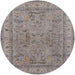 Round Mid-Century Modern Sandstone Brown Oriental Rug, urb559