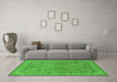 Machine Washable Oriental Green Industrial Area Rugs in a Living Room,, wshurb559grn