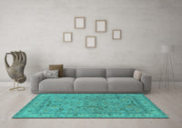 Machine Washable Oriental Turquoise Industrial Rug, wshurb559turq