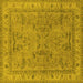 Square Machine Washable Oriental Yellow Industrial Rug, wshurb559yw