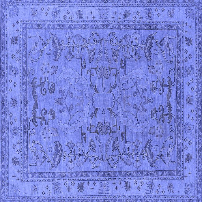 Square Machine Washable Oriental Blue Industrial Rug, wshurb559blu