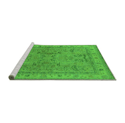 Sideview of Machine Washable Oriental Green Industrial Area Rugs, wshurb559grn
