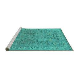 Sideview of Machine Washable Oriental Turquoise Industrial Area Rugs, wshurb559turq
