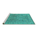 Sideview of Machine Washable Oriental Turquoise Industrial Area Rugs, wshurb559turq