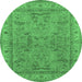 Round Oriental Emerald Green Industrial Rug, urb559emgrn