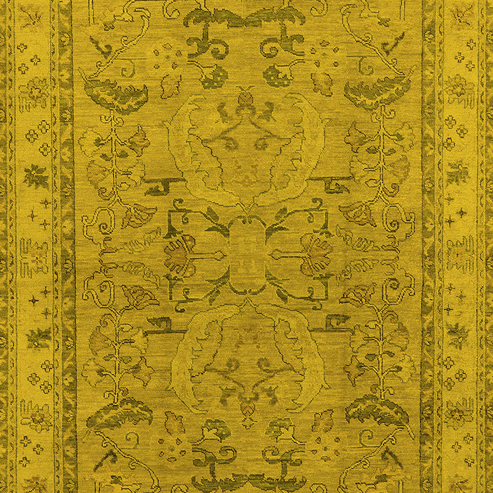 Machine Washable Oriental Yellow Industrial Rug, wshurb559yw