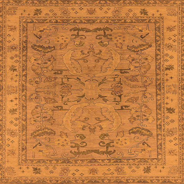 Square Machine Washable Oriental Orange Industrial Area Rugs, wshurb559org
