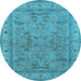 Round Oriental Light Blue Industrial Rug, urb559lblu