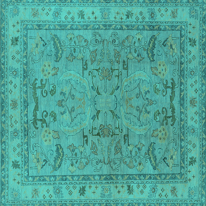 Square Oriental Turquoise Industrial Rug, urb559turq