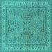 Square Oriental Turquoise Industrial Rug, urb559turq