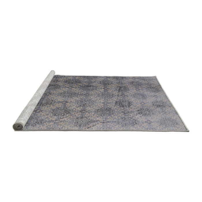 Sideview of Machine Washable Industrial Modern Mist Blue Rug, wshurb560
