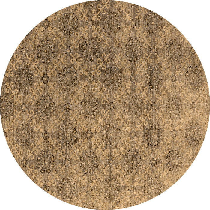 Round Oriental Brown Industrial Rug, urb560brn