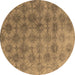 Round Oriental Brown Industrial Rug, urb560brn