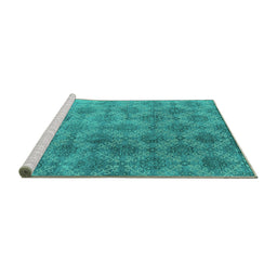 Sideview of Machine Washable Oriental Turquoise Industrial Area Rugs, wshurb560turq