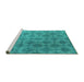 Sideview of Machine Washable Oriental Turquoise Industrial Area Rugs, wshurb560turq