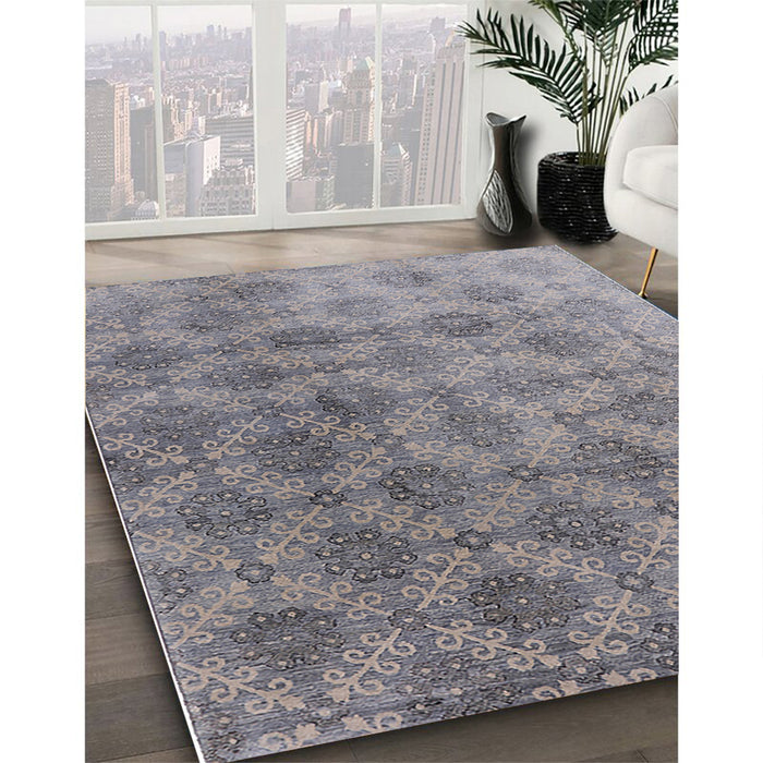 Machine Washable Industrial Modern Mist Blue Rug in a Family Room, wshurb560