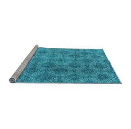 Sideview of Machine Washable Oriental Light Blue Industrial Rug, wshurb560lblu