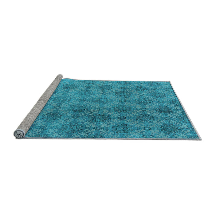 Sideview of Machine Washable Oriental Light Blue Industrial Rug, wshurb560lblu