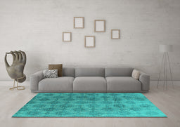 Machine Washable Oriental Turquoise Industrial Area Rugs in a Living Room,, wshurb560turq