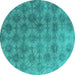 Round Oriental Turquoise Industrial Rug, urb560turq