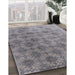 Mid-Century Modern Mist Blue Oriental Rug in Family Room, urb560