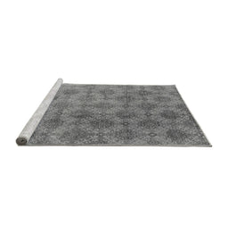 Sideview of Machine Washable Oriental Gray Industrial Rug, wshurb560gry
