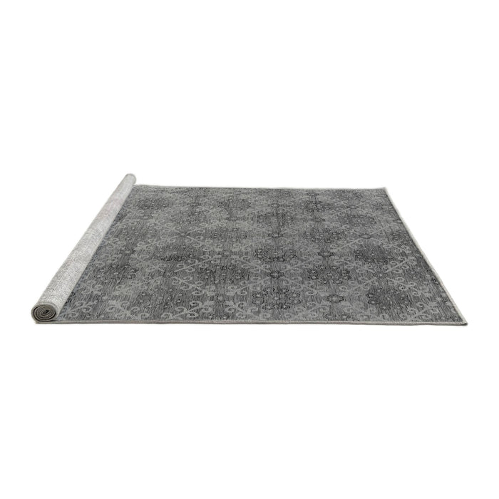 Sideview of Machine Washable Oriental Gray Industrial Rug, wshurb560gry