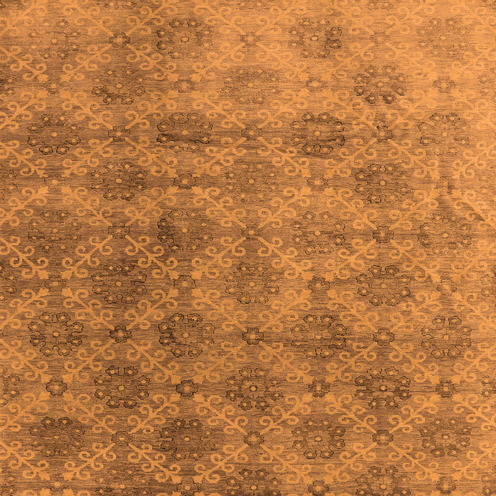 Square Machine Washable Oriental Orange Industrial Area Rugs, wshurb560org