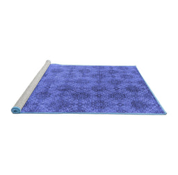 Sideview of Machine Washable Oriental Blue Industrial Rug, wshurb560blu