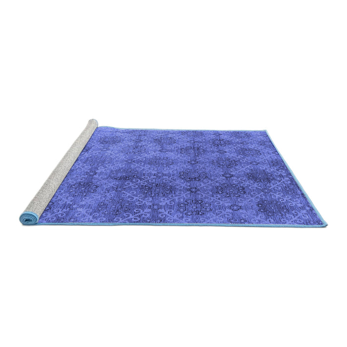 Sideview of Machine Washable Oriental Blue Industrial Rug, wshurb560blu