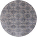 Round Mid-Century Modern Mist Blue Oriental Rug, urb560