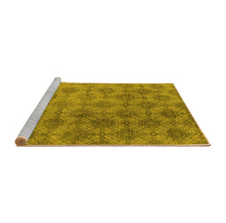 Sideview of Machine Washable Oriental Yellow Industrial Rug, wshurb560yw