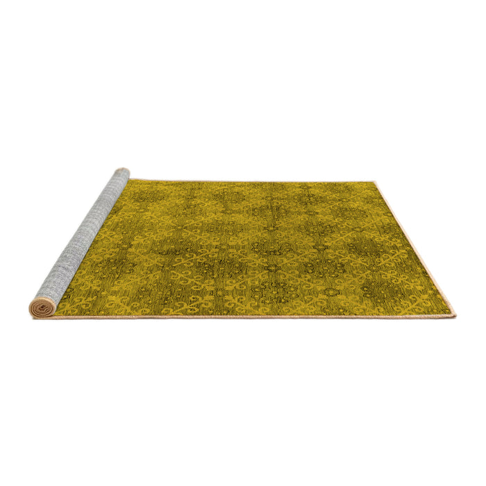 Sideview of Machine Washable Oriental Yellow Industrial Rug, wshurb560yw
