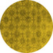 Round Machine Washable Oriental Yellow Industrial Rug, wshurb560yw